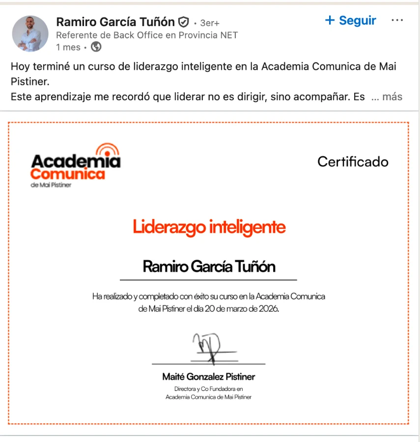 Ejemplo de certificado en LinkedIn