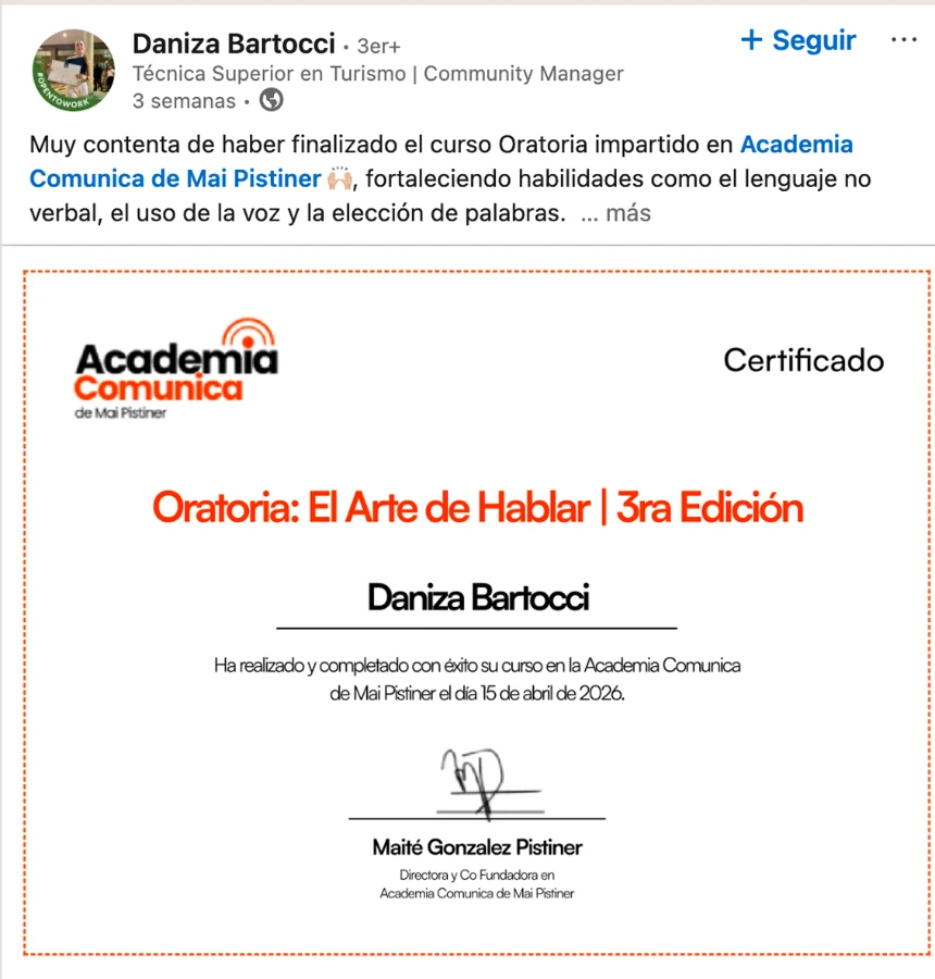 Ejemplo de certificado en LinkedIn