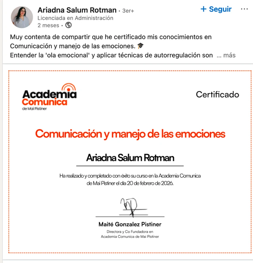 Ejemplo de certificado en LinkedIn